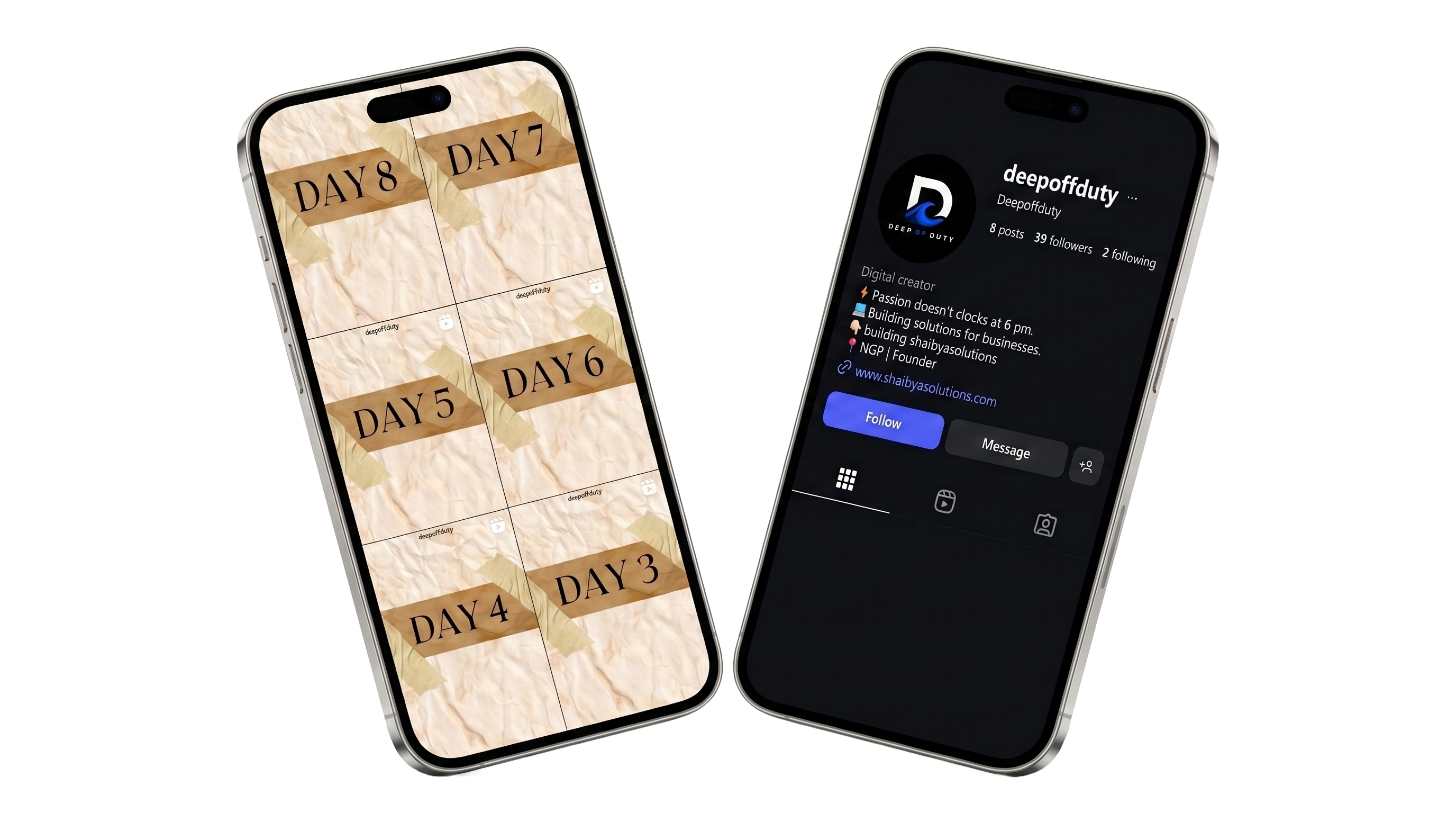 Two smartphones showing digital solutions